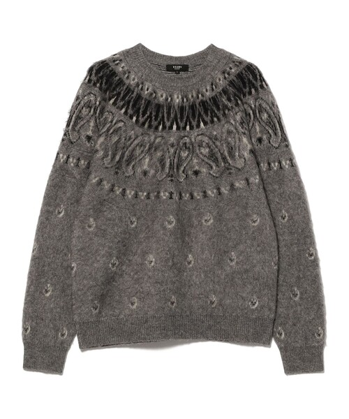 BEAMS HEART(ビームスハート)の「ペイズリー柄 求心 ニット(ニット/セーター・メンズ・ホワイト/グレー・SMALL/LARGE/MEDIUM)」の2枚目の写真