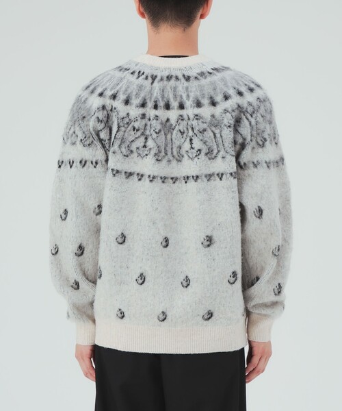 BEAMS HEART(ビームスハート)の「ペイズリー柄 求心 ニット(ニット/セーター・メンズ・ホワイト/グレー・SMALL/LARGE/MEDIUM)」の8枚目の写真