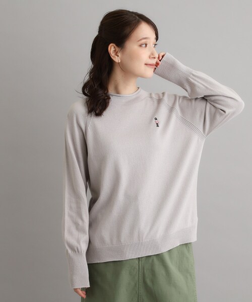 LAURA ASHLEY(ローラアシュレイ)の「【日本製/ワンマイルウエア】コットン ソルジャー刺繍プルオーバー(ニット/セーター・レディース・ブルー/グレー/ワインレッド・38)」の1枚目の写真