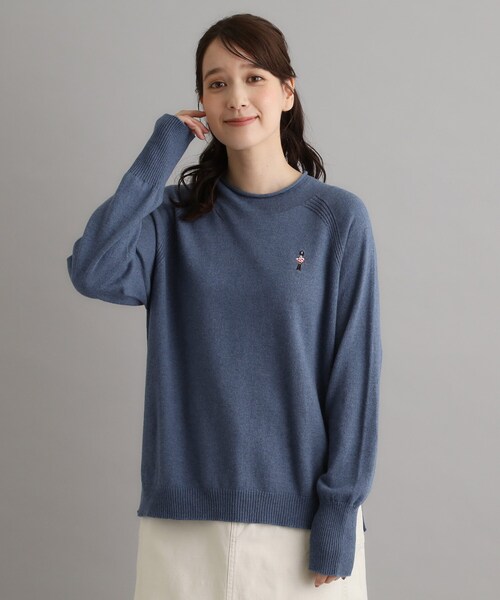 LAURA ASHLEY(ローラアシュレイ)の「【日本製/ワンマイルウエア】コットン ソルジャー刺繍プルオーバー(ニット/セーター・レディース・ブルー/グレー/ワインレッド・38)」の8枚目の写真