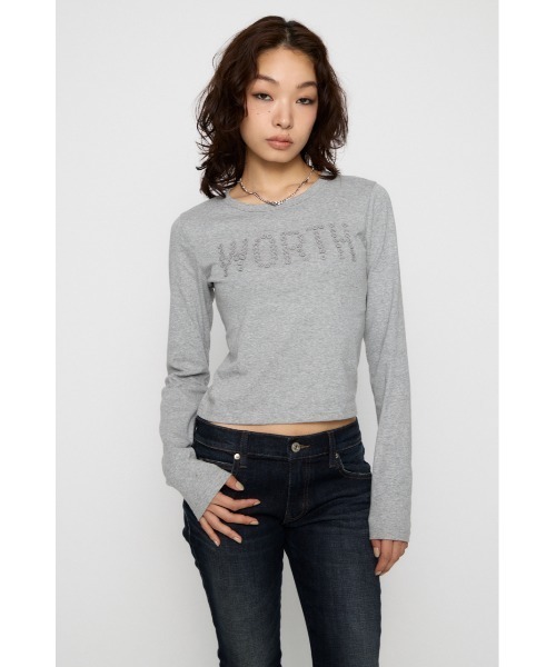 LAGUA GEM（ラグアジェム）の「MESSAGE BUTTON  ロングスリーブTシャツ（Tシャツ/カットソー・レディース・グレー/ミント/ブラック・FREE）」の13枚目の写真