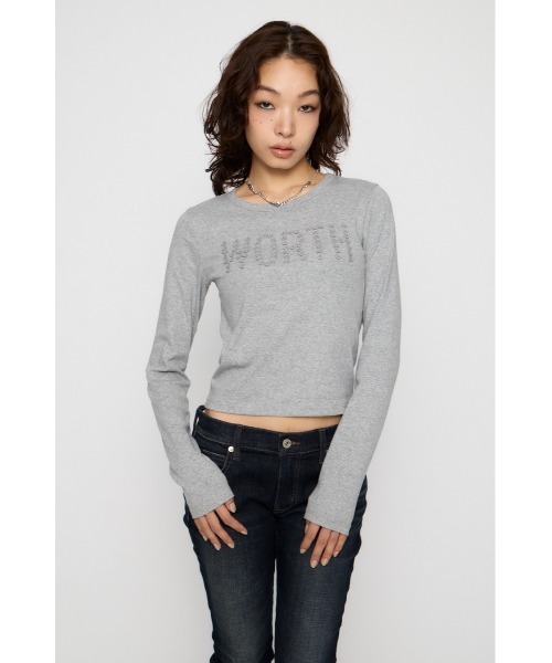 LAGUA GEM（ラグアジェム）の「MESSAGE BUTTON  ロングスリーブTシャツ（Tシャツ/カットソー・レディース・グレー/ミント/ブラック・FREE）」の14枚目の写真