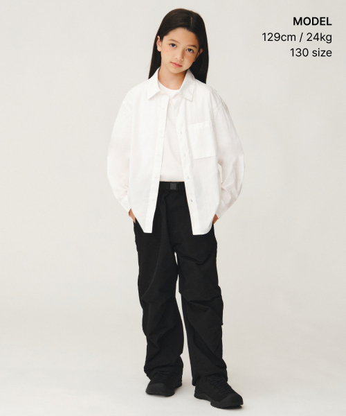 MUSINSA STANDARD KIDS（ムシンサスタンダードキッズ）の「[シティレジャー] NPサイドジッパーパラシュートパンツ [ブラック]（その他パンツ・レディース・その他・120/130/140/150/160）」の2枚目の写真