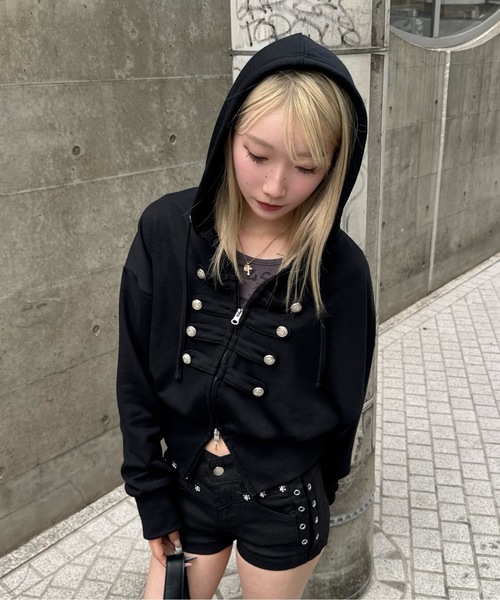 lilful（リルフル）の「ナポレオンデザイン ダブルジップパーカー（パーカー・レディース・グレー/カーキ/ブラック・F）」の11枚目の写真