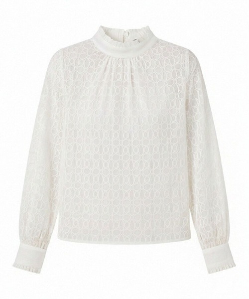 ＆soiree（アンドソワレ）の「シースルーハイネックフリル長袖ブラウス（シャツ/ブラウス・レディース・ホワイト・X-LARGE/MEDIUM/SMALL/LARGE）」の5枚目の写真