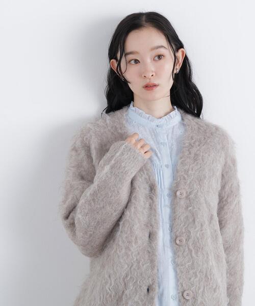 N.(N. Natural Beauty Basic)(エヌエヌナチュラルビューティーベーシック)の「ミドル丈シャギーニットカーディガン(カーディガン/ボレロ・レディース・ベージュ/グレー・FREE)」の2枚目の写真