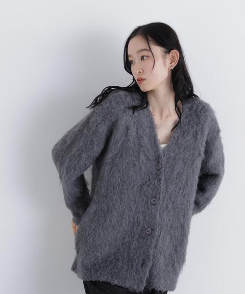 N.(N. Natural Beauty Basic)(エヌエヌナチュラルビューティーベーシック)の「ミドル丈シャギーニットカーディガン(カーディガン/ボレロ・レディース・ベージュ/グレー・FREE)」の1枚目の写真