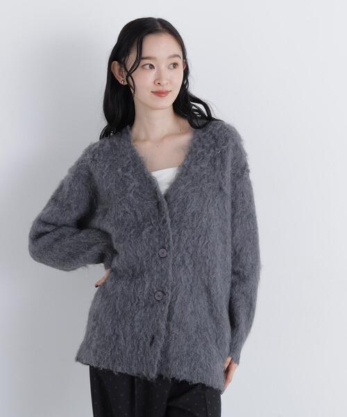 N.(N. Natural Beauty Basic)(エヌエヌナチュラルビューティーベーシック)の「ミドル丈シャギーニットカーディガン(カーディガン/ボレロ・レディース・ベージュ/グレー・FREE)」の6枚目の写真