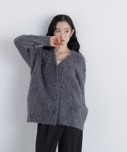 N.(N. Natural Beauty Basic)(エヌエヌナチュラルビューティーベーシック)の「ミドル丈シャギーニットカーディガン(カーディガン/ボレロ・レディース・ベージュ/グレー・FREE)」の8枚目の写真