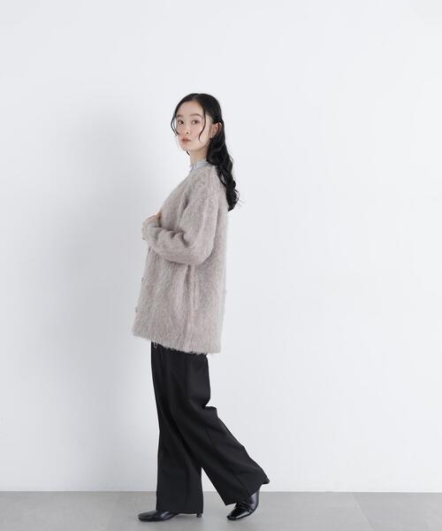 N.(N. Natural Beauty Basic)(エヌエヌナチュラルビューティーベーシック)の「ミドル丈シャギーニットカーディガン(カーディガン/ボレロ・レディース・ベージュ/グレー・FREE)」の18枚目の写真