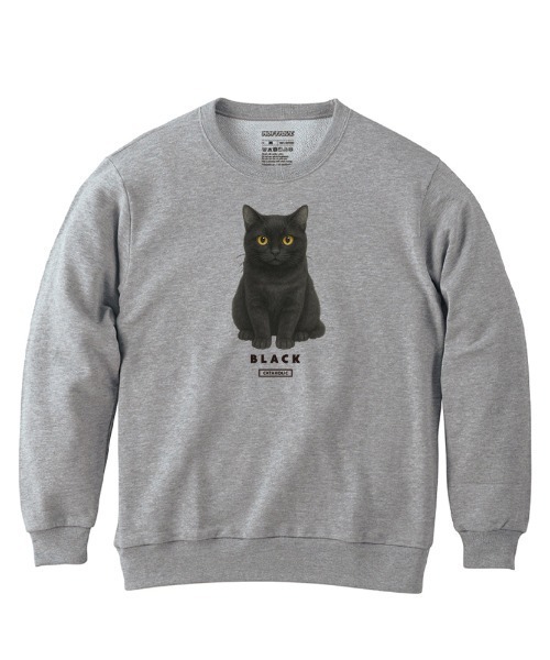 Moftique(モフティック)の「Moftique(モフティック) トレーナー スウェット 裏毛 黒猫 キャット ペット アニマル プリント トップス レディース ユニセックス(スウェット・レディース・ヘザーグレー/ホワイト/ブラック・XS/S)」の3枚目の写真