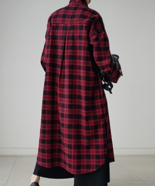 Aelina（エリナ）の「ミドル丈チェック柄シャツ（その他アウター・レディース・ホワイト/レッド・L/M）」の19枚目の写真
