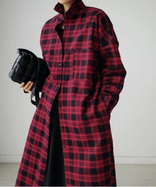 Aelina（エリナ）の「ミドル丈チェック柄シャツ（その他アウター・レディース・ホワイト/レッド・L/M）」の20枚目の写真