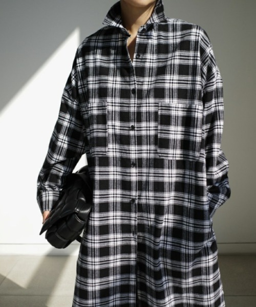 Aelina（エリナ）の「ミドル丈チェック柄シャツ（その他アウター・レディース・ホワイト/レッド・L/M）」の12枚目の写真