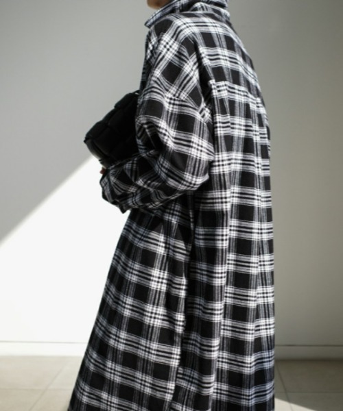 Aelina（エリナ）の「ミドル丈チェック柄シャツ（その他アウター・レディース・ホワイト/レッド・L/M）」の13枚目の写真