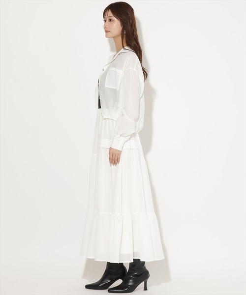 AND COUTURE(アンドクチュール)の「シャツSETニットドッキングワンピース(ワンピース・レディース・ベージュ/ブラック/ホワイト・FREE)」の4枚目の写真