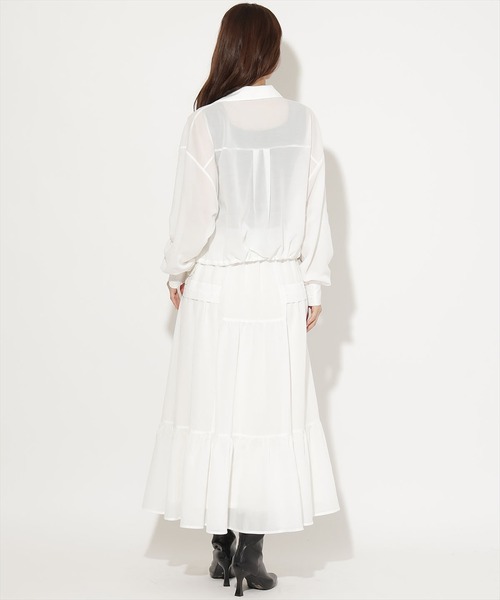 AND COUTURE(アンドクチュール)の「シャツSETニットドッキングワンピース(ワンピース・レディース・ベージュ/ブラック/ホワイト・FREE)」の5枚目の写真