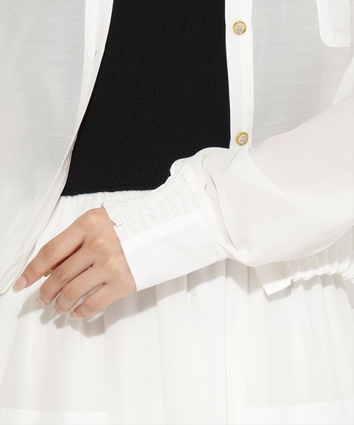 AND COUTURE(アンドクチュール)の「シャツSETニットドッキングワンピース(ワンピース・レディース・ベージュ/ブラック/ホワイト・FREE)」の6枚目の写真