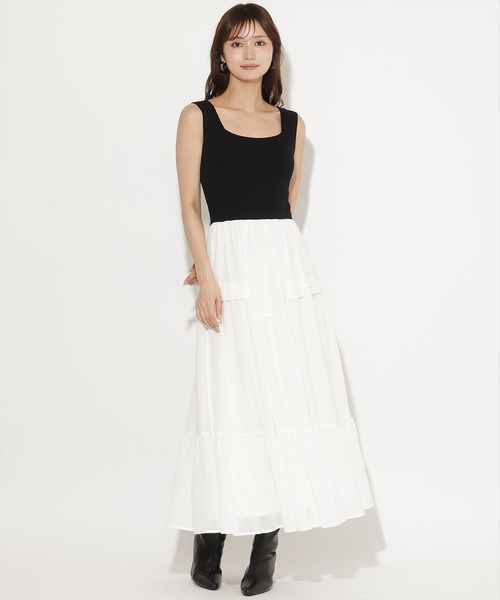 AND COUTURE(アンドクチュール)の「シャツSETニットドッキングワンピース(ワンピース・レディース・ベージュ/ブラック/ホワイト・FREE)」の9枚目の写真