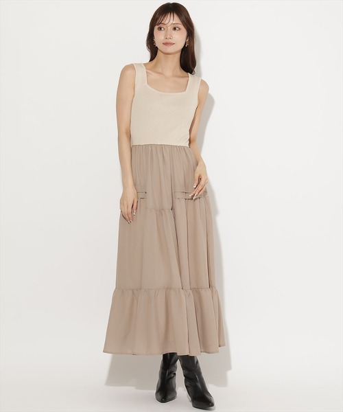 AND COUTURE(アンドクチュール)の「シャツSETニットドッキングワンピース(ワンピース・レディース・ベージュ/ブラック/ホワイト・FREE)」の20枚目の写真