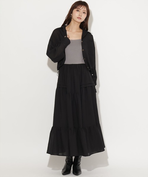 AND COUTURE(アンドクチュール)の「シャツSETニットドッキングワンピース(ワンピース・レディース・ベージュ/ブラック/ホワイト・FREE)」の10枚目の写真