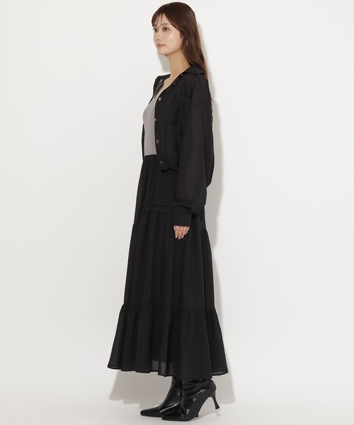 AND COUTURE(アンドクチュール)の「シャツSETニットドッキングワンピース(ワンピース・レディース・ベージュ/ブラック/ホワイト・FREE)」の11枚目の写真