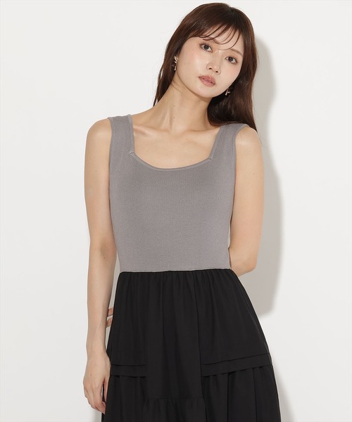 AND COUTURE(アンドクチュール)の「シャツSETニットドッキングワンピース(ワンピース・レディース・ベージュ/ブラック/ホワイト・FREE)」の15枚目の写真