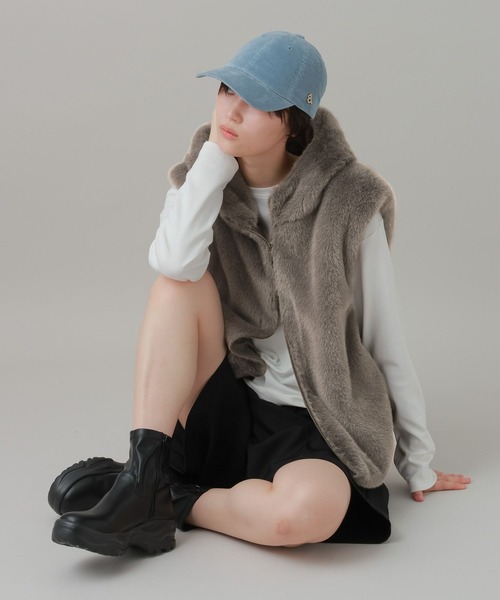 LAKOLE（ラコレ）の「ファーフードベスト / 1043953（ベスト・レディース・サンドグレー/ブラウン・FREE）」の4枚目の写真