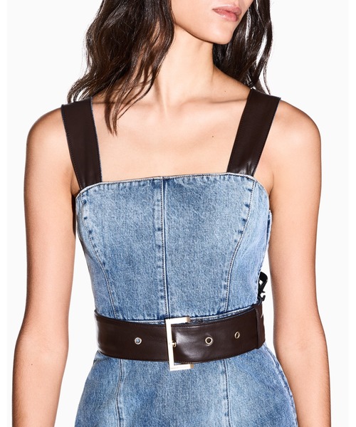 ARMANI EXCHANGE（アルマーニエクスチェンジ）の「【A|X アルマーニ エクスチェンジ】リジッドデニム フィット＆フレア ワンピース（ワンピース・レディース・インディゴブルー・2/0/8/6/4）」の4枚目の写真