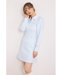 【RIENDA GOLF】配色ハーフジッププリンセスワンピース 秋服　冬服