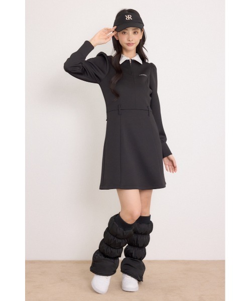 RIENDA GOLF(リエンダゴルフ)の「【RIENDA GOLF】配色ハーフジッププリンセスワンピース 秋服 冬服(ワンピース・レディース・ブルー系その他/ブラウン系その他/ブラック・SMALL/MEDIUM)」の4枚目の写真
