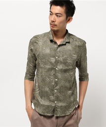 JACKROSE | リネンボタニカルスタンドカラー5分袖シャツ(シャツ/ブラウス)