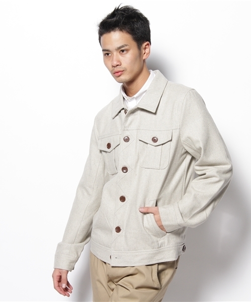 WEGO(ウィゴー)の「メルトンGジャンⅡ(ブルゾン・メンズ・ブラック/ダークグレー/ベージュ/ネイビー/ワイン・MEDIUM/LARGE)」の4枚目の写真