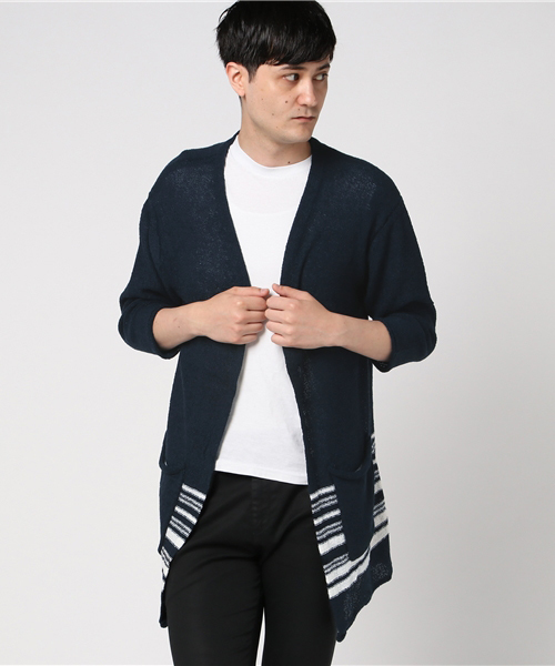 WEGO(ウィゴー)の「WEGO/カールヤーン7分袖ロングガウン(カーディガン/ボレロ・メンズ・ブラック/杢グレー/ネイビー・MEDIUM/LARGE)」の17枚目の写真