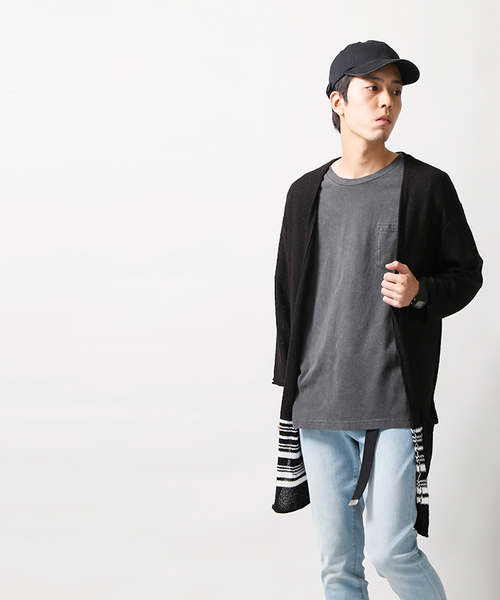 WEGO(ウィゴー)の「WEGO/カールヤーン7分袖ロングガウン(カーディガン/ボレロ・メンズ・ブラック/杢グレー/ネイビー・MEDIUM/LARGE)」の13枚目の写真