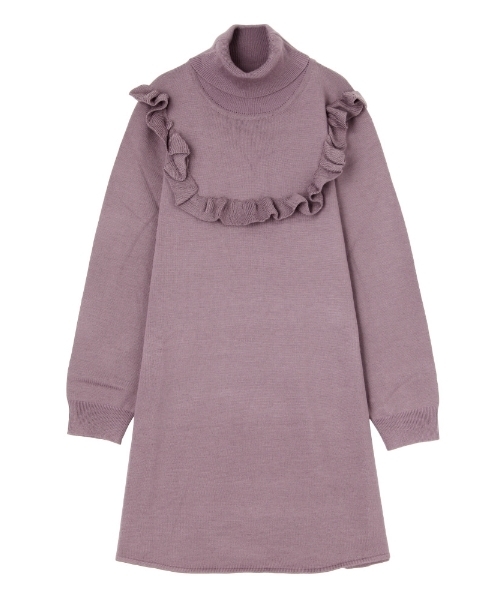 merry jenny（メリージェニー）の「スクエアフリルニットワンピース（ワンピース・レディース・ブラック/パープル/アイボリー・FREE）」の3枚目の写真