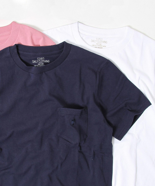 coen（コーエン）の「USAコットンクルーネックポケットTシャツ2018SS(ライトピンク、ライトブルー⇒WEB限定カラー)（Tシャツ/カットソー・メンズ・ライトピンク/ホワイト/ブラック/ライトグレー/オリーブ/ネイビー/ライトブルー/パープル/オレンジ系その他・MEDIUM/X-LARGE/LARGE/SMALL）」の7枚目の写真