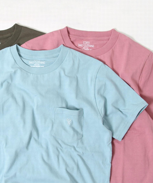 coen（コーエン）の「USAコットンクルーネックポケットTシャツ2018SS(ライトピンク、ライトブルー⇒WEB限定カラー)（Tシャツ/カットソー・メンズ・ライトピンク/ホワイト/ブラック/ライトグレー/オリーブ/ネイビー/ライトブルー/パープル/オレンジ系その他・MEDIUM/X-LARGE/LARGE/SMALL）」の6枚目の写真