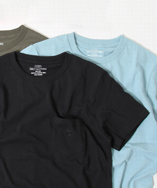 coen（コーエン）の「USAコットンクルーネックポケットTシャツ2018SS(ライトピンク、ライトブルー⇒WEB限定カラー)（Tシャツ/カットソー・メンズ・ライトピンク/ホワイト/ブラック/ライトグレー/オリーブ/ネイビー/ライトブルー/パープル/オレンジ系その他・MEDIUM/X-LARGE/LARGE/SMALL）」の3枚目の写真