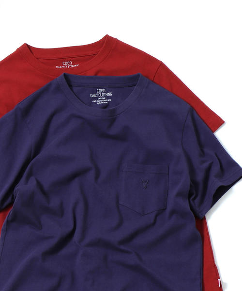 coen（コーエン）の「USAコットンクルーネックポケットTシャツ2018SS(ライトピンク、ライトブルー⇒WEB限定カラー)（Tシャツ/カットソー・メンズ・ライトピンク/ホワイト/ブラック/ライトグレー/オリーブ/ネイビー/ライトブルー/パープル/オレンジ系その他・MEDIUM/X-LARGE/LARGE/SMALL）」の8枚目の写真