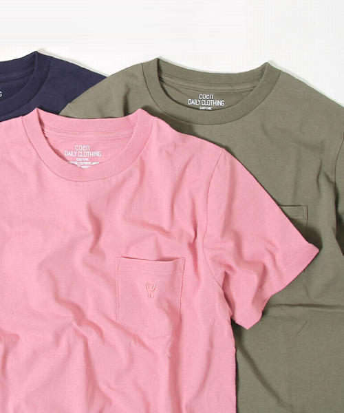 coen（コーエン）の「USAコットンクルーネックポケットTシャツ2018SS(ライトピンク、ライトブルー⇒WEB限定カラー)（Tシャツ/カットソー・メンズ・ライトピンク/ホワイト/ブラック/ライトグレー/オリーブ/ネイビー/ライトブルー/パープル/オレンジ系その他・MEDIUM/X-LARGE/LARGE/SMALL）」の9枚目の写真