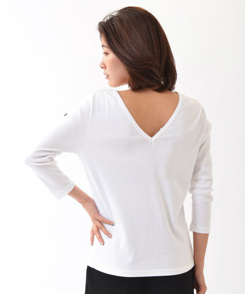 Le Minor(ルミノア)の「Le minor(ルミノア)後ろ空きカットソー(Tシャツ/カットソー・レディース・ブラック/ホワイト・1)」の1枚目の写真