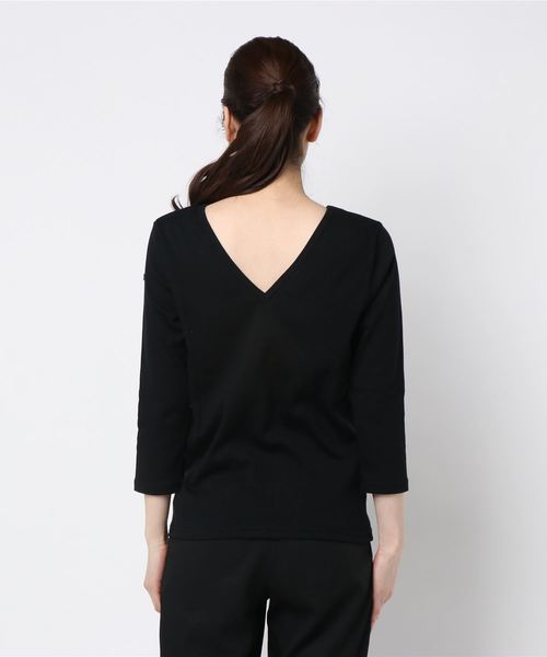 Le Minor(ルミノア)の「Le minor(ルミノア)後ろ空きカットソー(Tシャツ/カットソー・レディース・ブラック/ホワイト・1)」の4枚目の写真