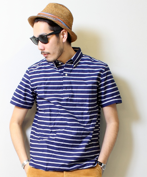 BEAMS PLUS（ビームスプラス）の「○B+P/O BD Border（シャツ/ブラウス・メンズ・ホワイト/ブルー/ネイビー・SMALL/MEDIUM/LARGE）」の2枚目の写真