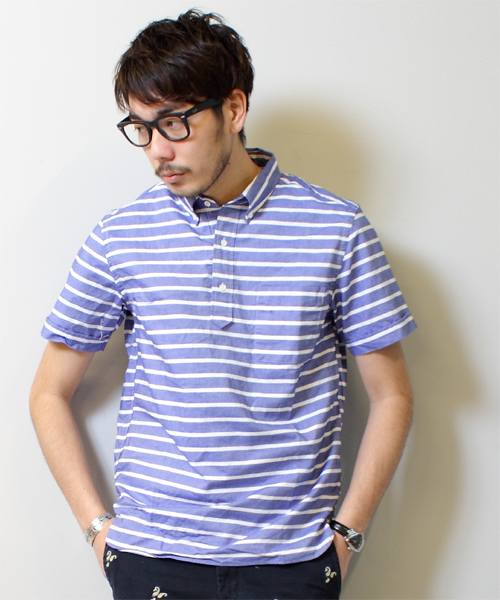 BEAMS PLUS（ビームスプラス）の「○B+P/O BD Border（シャツ/ブラウス・メンズ・ホワイト/ブルー/ネイビー・SMALL/MEDIUM/LARGE）」の3枚目の写真