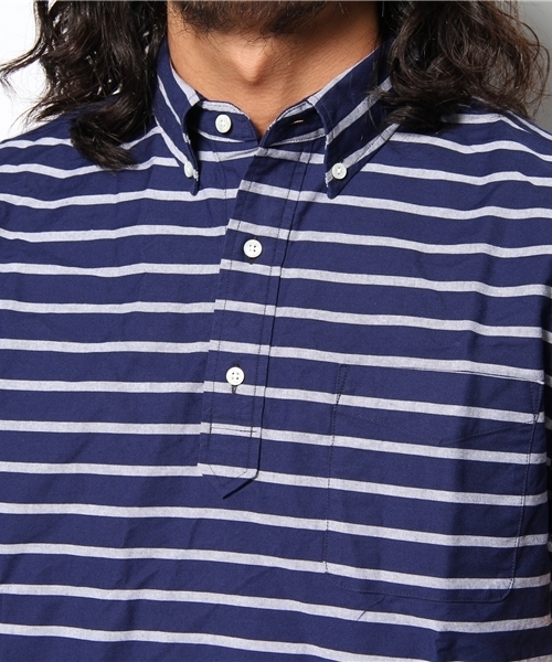 BEAMS PLUS（ビームスプラス）の「○B+P/O BD Border（シャツ/ブラウス・メンズ・ホワイト/ブルー/ネイビー・SMALL/MEDIUM/LARGE）」の6枚目の写真