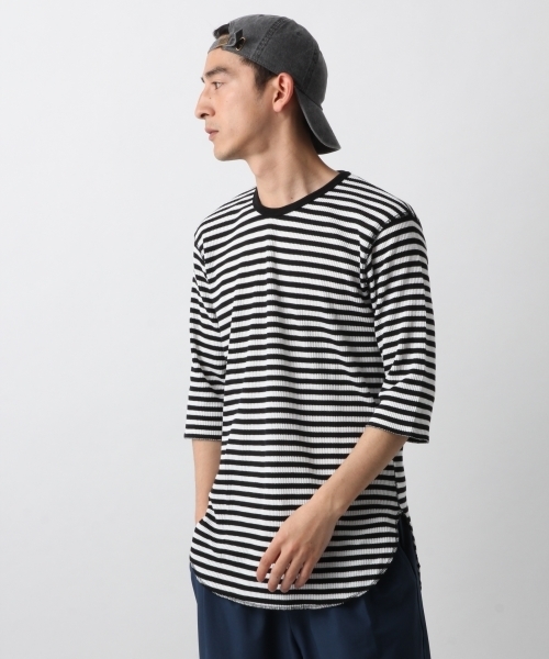 RAGEBLUE（レイジブルー）の「ワッフルロングクルー5分袖/790347（Tシャツ/カットソー・メンズ・グレー/ブラック/その他/ホワイト・MEDIUM/SMALL/LARGE）」の4枚目の写真