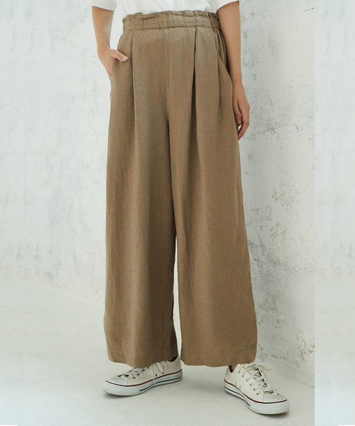 AMERICAN HOLIC（アメリカンホリック）の「・ハイウエストタックワイドパンツ○（その他パンツ・レディース・ネイビー/ブラック系その他3/カーキ/ブラウン系その他4/ベージュ・L/M）」の4枚目の写真