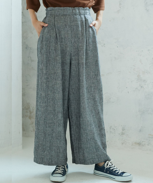 AMERICAN HOLIC（アメリカンホリック）の「・ハイウエストタックワイドパンツ○（その他パンツ・レディース・ネイビー/ブラック系その他3/カーキ/ブラウン系その他4/ベージュ・L/M）」の2枚目の写真