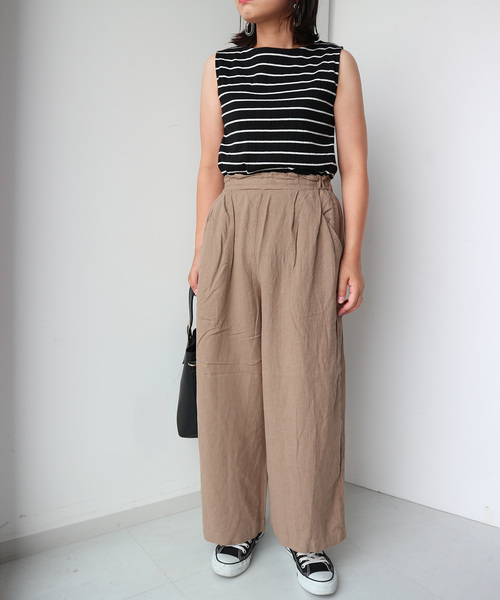 AMERICAN HOLIC（アメリカンホリック）の「・ハイウエストタックワイドパンツ○（その他パンツ・レディース・ネイビー/ブラック系その他3/カーキ/ブラウン系その他4/ベージュ・L/M）」の11枚目の写真